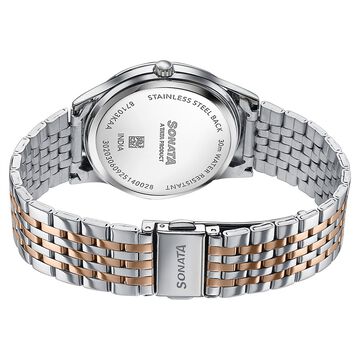 Sonata Verve Quartz Analog Silver Dial Two Toned Metal Strap Watch For Women