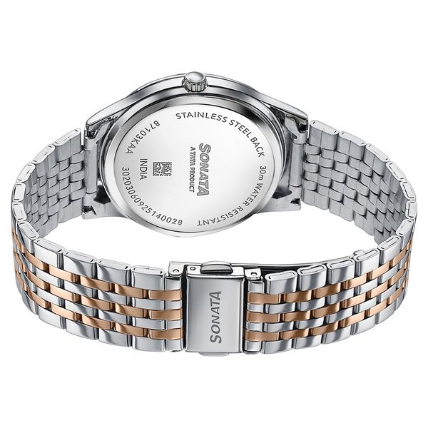 Sonata Verve Quartz Analog Silver Dial Two Toned Metal Strap Watch For Women - image number 5
