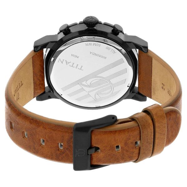 Titan Quartz Analog with Date Black Dial Leather Strap Watch for Men - image number 3