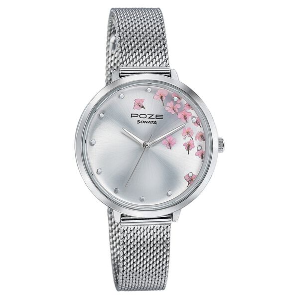 Sonata Poze Quartz Analog Silver Dial Metal Strap Watch For Women - image number 2