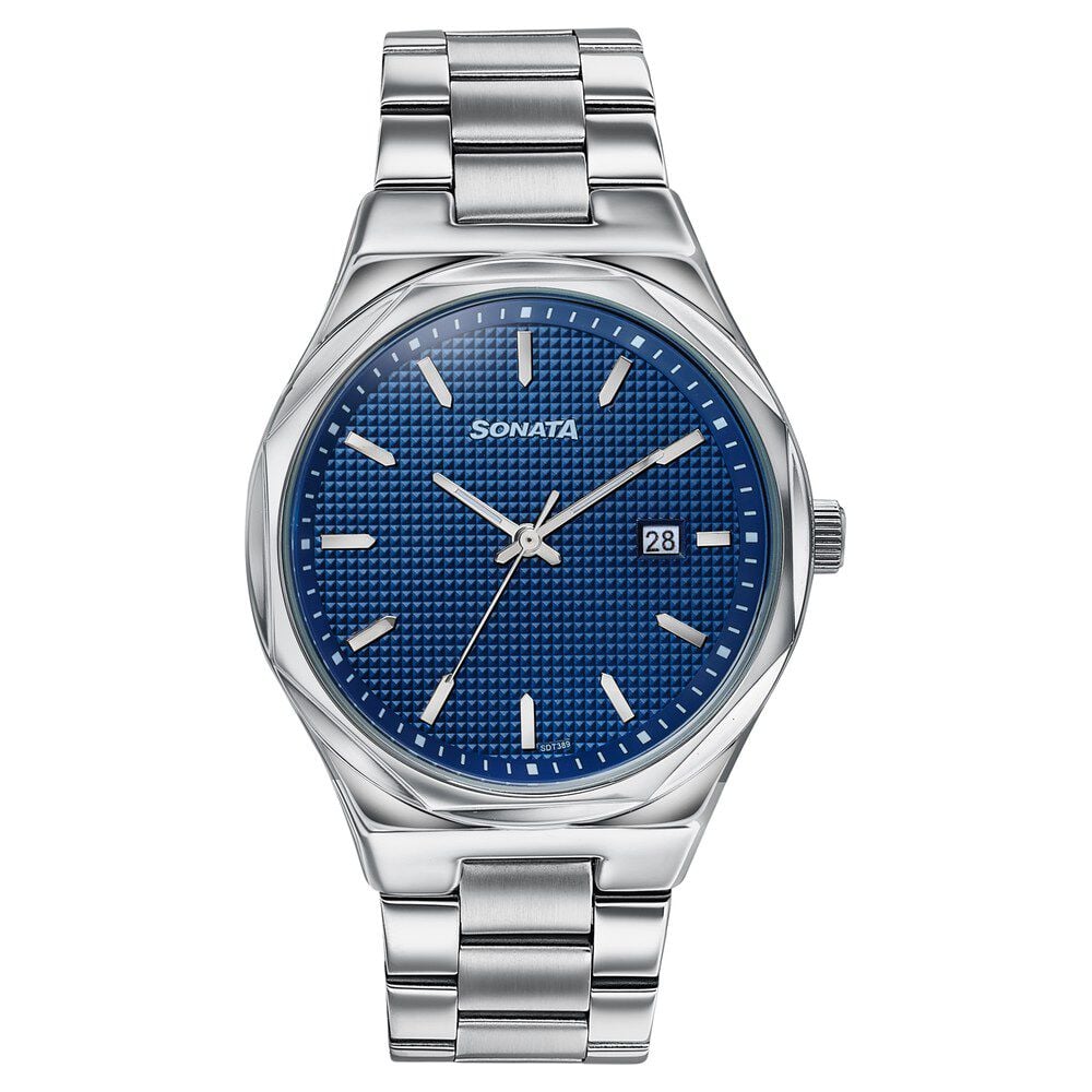 Sonata Jashn Quartz Analog Blue Dial Silver Metal Strap Watch For Men-picture-18