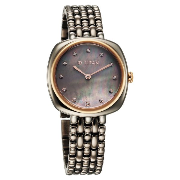 Titan Aura Quartz Analog Titanium Mother of Pearl Dial Titanium Stainless Steel Strap Watch for Women - image number 1
