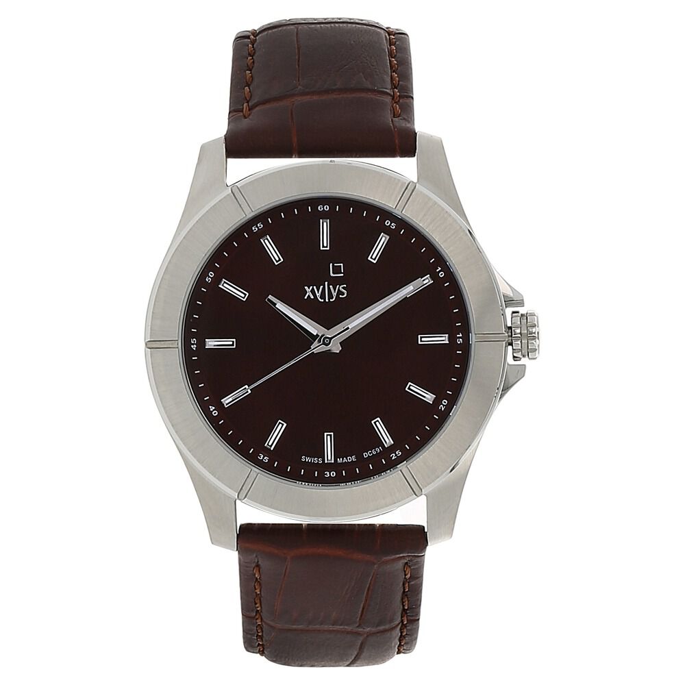 Buy Online Xylys Swiss Analog Brown Leather Strap and Brown Dial