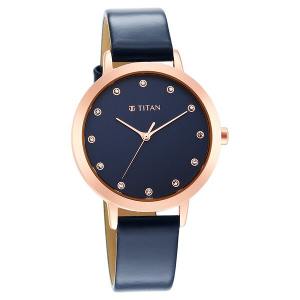 Titan Memento Quartz Analog Blue Round Dial Blue Leather Strap Watch For Women - image number 0