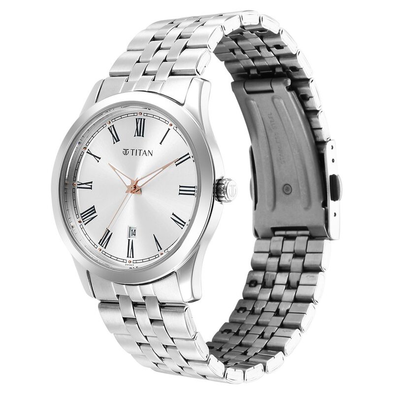Titan Quartz Analog Silver White Dial Metal Strap Watch for Men - image number 2