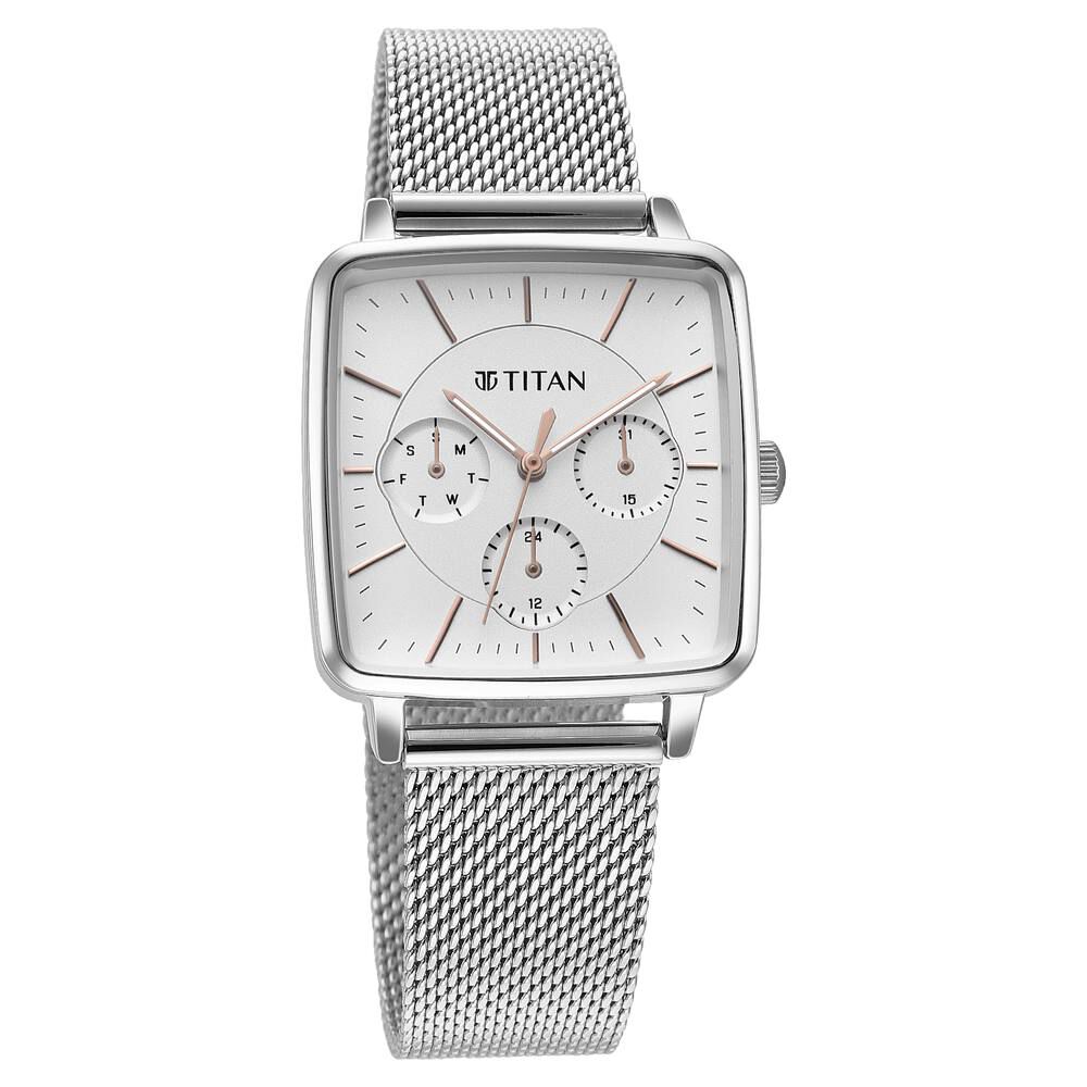 Titan Avant Garde Silver Dial Quartz Multifunction Stainless Steel Strap watch for Women-picture-14