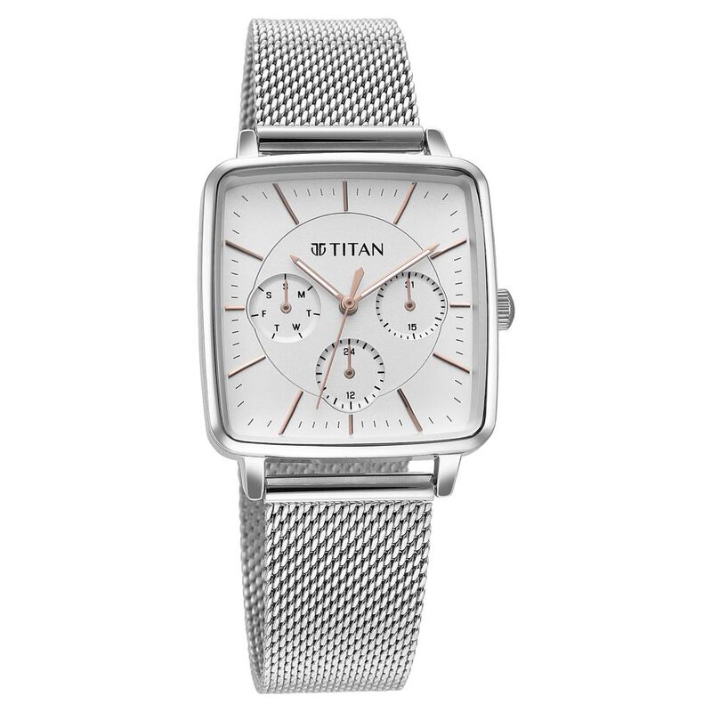 Titan Avant Garde Silver Dial Quartz Multifunction Stainless Steel Strap watch for Women