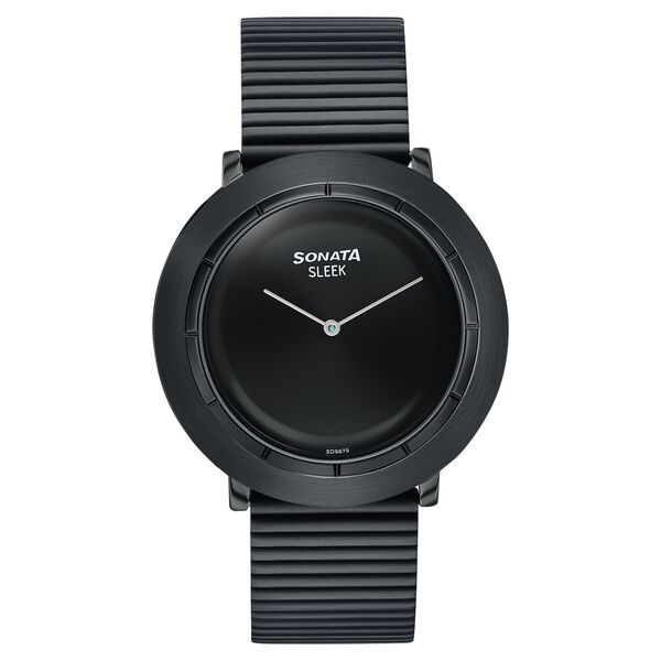 Sonata Sleek Black Dial Black-Tone Metal Bracelet Watch - image number 0