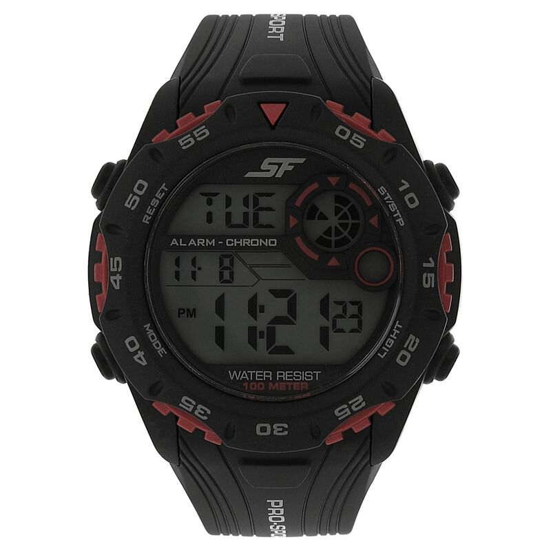 SF Quartz Analog Black Dial Plastic Strap Watch for Men
