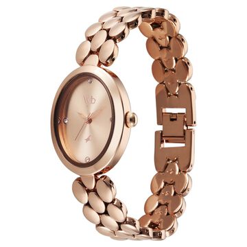 Vyb Enigma By Fastrack Quartz Analog Rose Gold Dial Rose Gold Metal Strap Watch For Girls