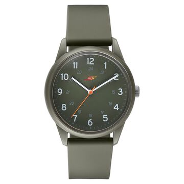 Sonata SF Field watch Quartz Analog Khaki Dial Brown Silicone Strap Watch For Men