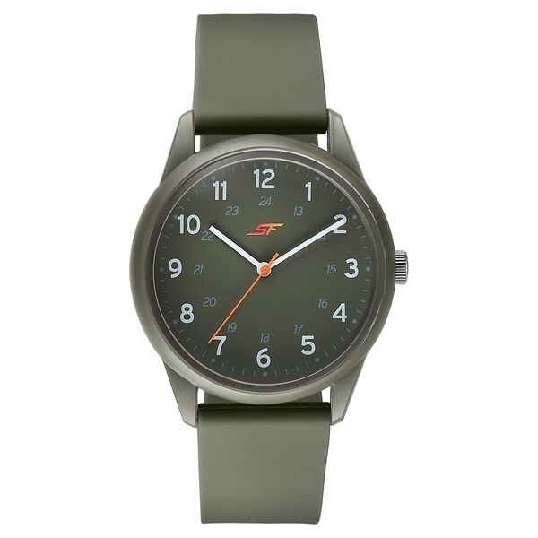 Sonata SF Field watch Quartz Analog Khaki Dial Brown Silicone Strap Watch For Men - image number 0