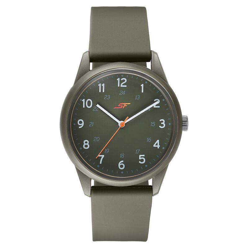 Sonata SF Field watch Quartz Analog Khaki Dial Brown Silicone Strap Watch For Men