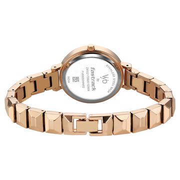 Vyb Enigma By Fastrack Quartz Analog Pink Dial Rose Gold Metal Strap Watch For Girls
