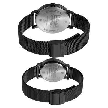Sonata Quartz Analog with Date Black Dial Metal Strap Watch for Couple