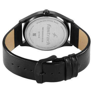 Fastrack Groove Quartz Analog Green Dial Black Leather Strap Watch For Guys
