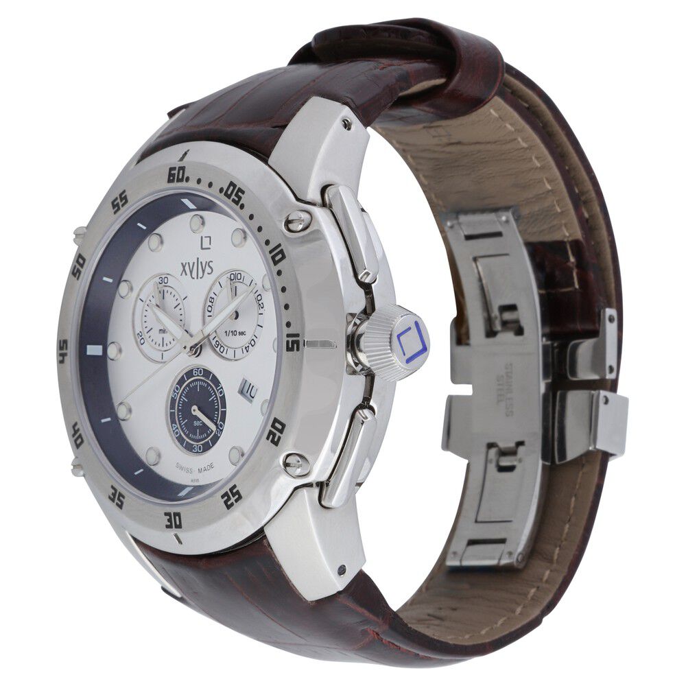 Buy Online Xylys Swiss Chronograph Brown Leather Strap and Silver