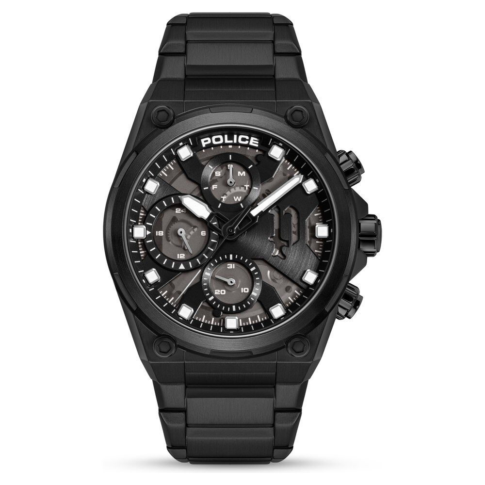 Buy Online Police Multifunction Black Dial Black Stainless Steel Strap Watch For Men plpewgk2239106 Titan