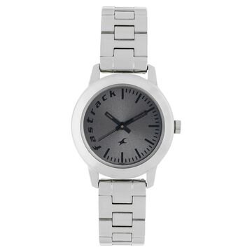 Fastrack Fundamentals Quartz Analog Grey Dial Stainless Steel Strap Watch for Girls