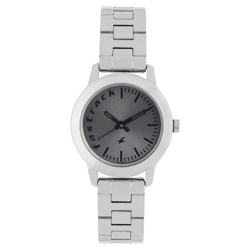Fastrack Fundamentals Quartz Analog Grey Dial Stainless Steel Strap Watch for Girls - image number 0