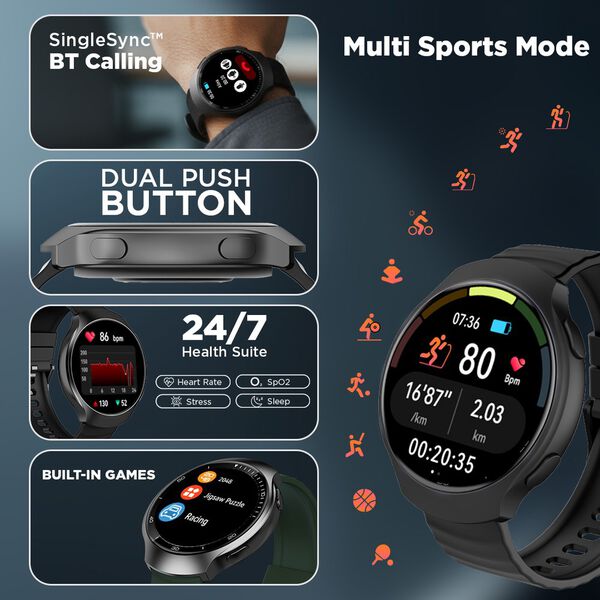 Fastrack VOX CirQ Smartwatch 3.5CM Ultra Vu Display, AI Watcface,AI Chat, 24/7 Health Suite, BT Calling, SpO2, HRM, IP68 - image number 4