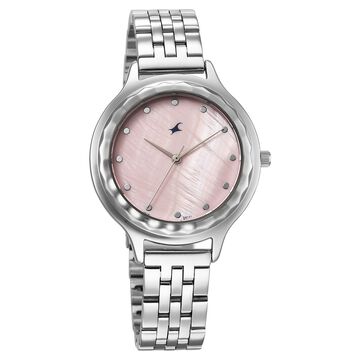 Fastrack Stunners X Quartz Analog Pink Dial Stainless Steel Strap Watch For Girls