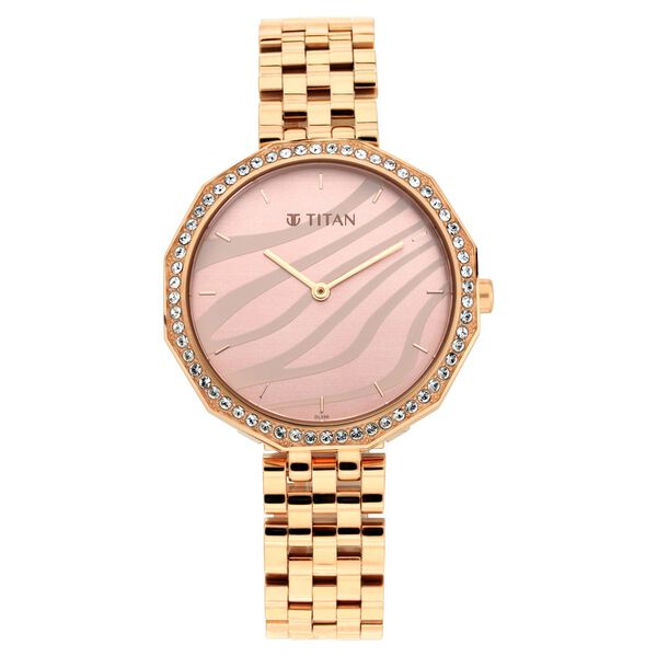 Titan Animalia Rose Gold Dial Quartz Analog Stainless Steel Strap Watch for Women - image number 2