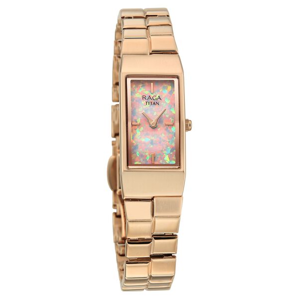 Titan Raga Opalesque Quartz Analog Multicoloured Dial Rose Gold Metal Strap Watch For Women - image number 1