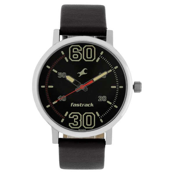 Fastrack Fundamentals Quartz Analog Black Dial Leather Strap Watch for Guys - image number 0