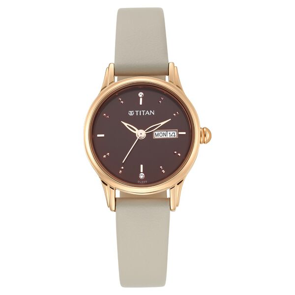 Titan Women's Lagan Chic: Studded Brown Dial watch with & Elegant Hands - image number 1