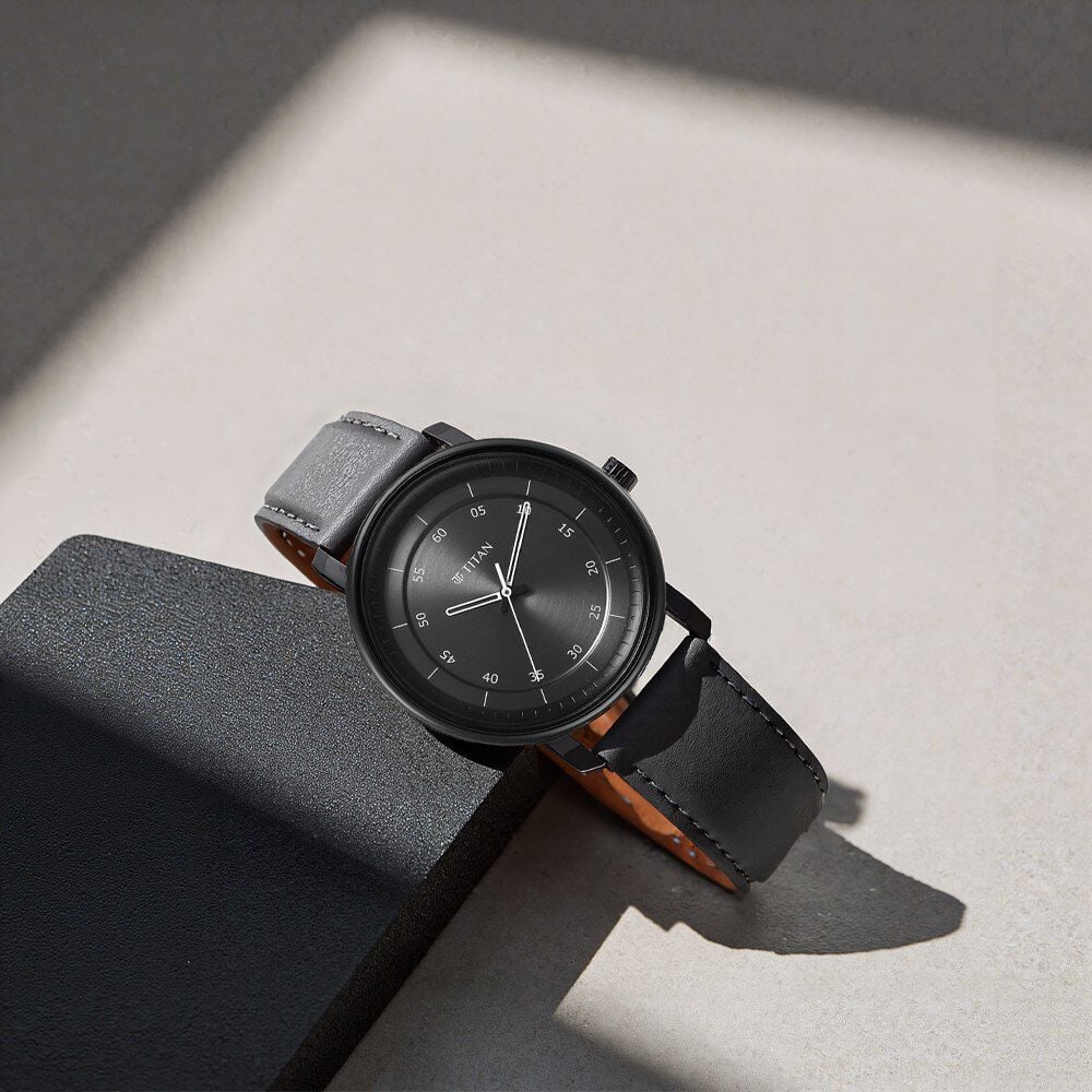 Titan Workwear Quartz Analog Anthracite Dial Leather Strap Watch for Men-image-45