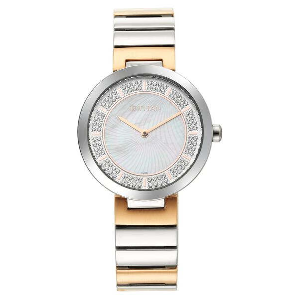 Titan Purple Unending Beauty Mother Of Pearl Analog Stainless Steel Strap watch for Women - image number 1