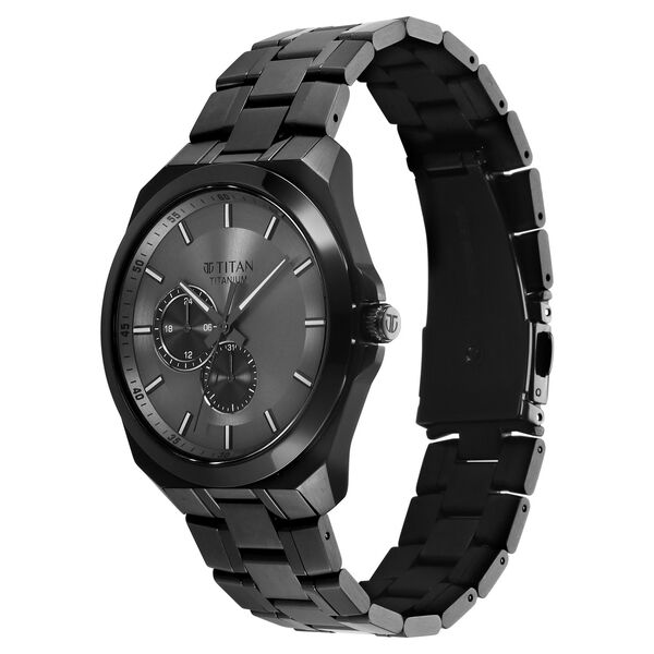 Titan Classique Titanium Sapphire  Multifunction Grey Dial Grey Titanium Strap Watch For Men - image number 3