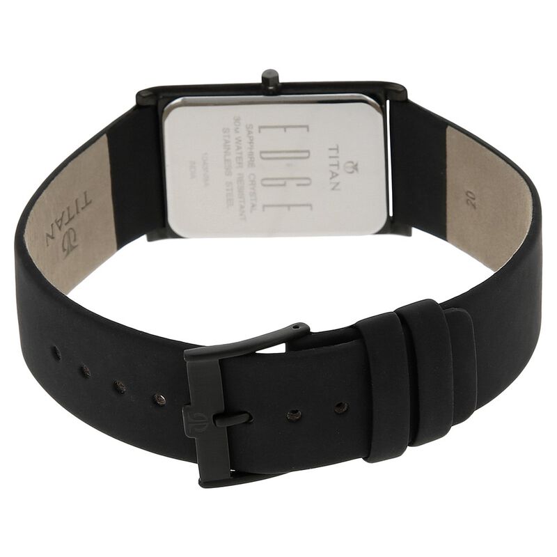 Buy Online Titan Edge Quartz Analog Black Dial Leather Strap Watch for ...