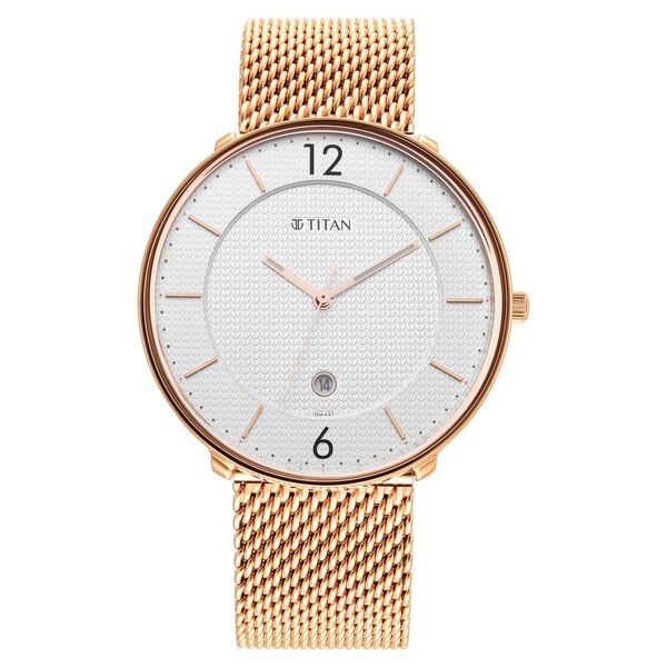 Titan Black and Gold Silver Dial Analog Stainless Steel Strap watch for Men - image number 2