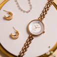 Vyb Enigma By Fastrack Quartz Analog White Dial Metal Strap Watch For Girls - image number 0
