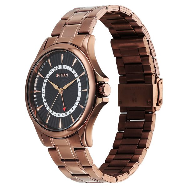 Titan Karishma Quartz Analog with Date Black Dial Stainless Steel Strap Watch For Men - image number 2