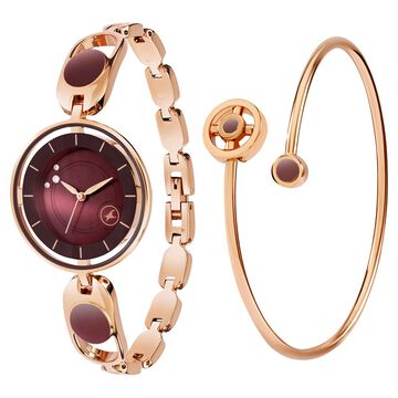 Fastrack Pulse Quartz Analog Brown Dial Metal Strap Watch For Girls