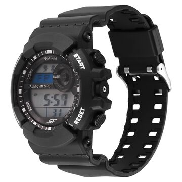 SF Sporty Digital Black Dial Polyurethane Strap Watch for Men
