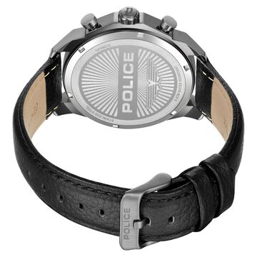 Police Quartz Multifunction Black Dial Black Leather Strap Watch For Men