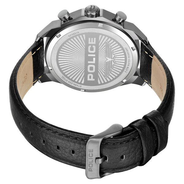 Police Quartz Multifunction Black Dial Black Leather Strap Watch For Men - image number 3