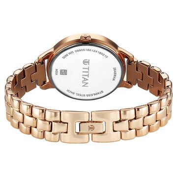 Titan Neo Quartz Analog Maroon Dial Rose Gold Metal Strap Watch For Women