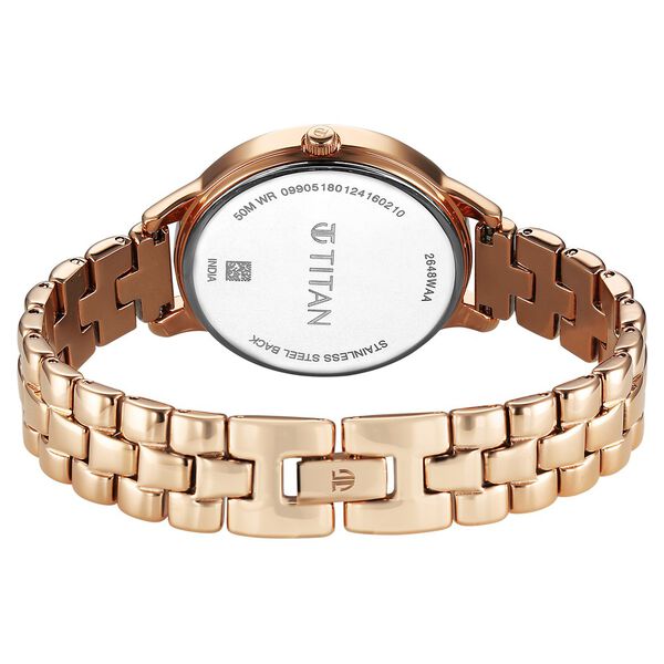 Titan Neo Quartz Analog Maroon Dial Rose Gold Metal Strap Watch For Women - image number 5