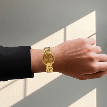 Titan Nebula Vintage 18k Gold Analog Rice Grain Strap Watch for Men