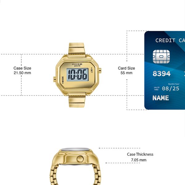 Poze By Sonata Digital Ring Watch With Golden Dial For Women - image number 3