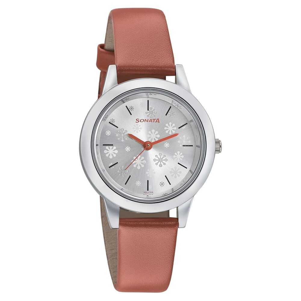 Buy Online Sonata Floral Folkart Silver Dial Women Watch With