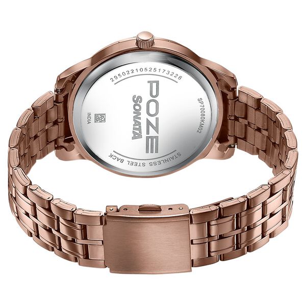 Sonata Poze Quartz Analog Brown Dial Brown Metal Strap Watch For Men - image number 6