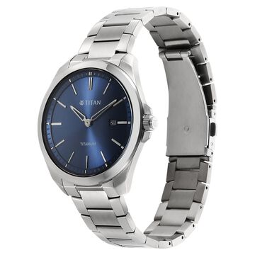 Titan Titanium Quartz Analog Blue Dial Titanium Strap Watch for Men