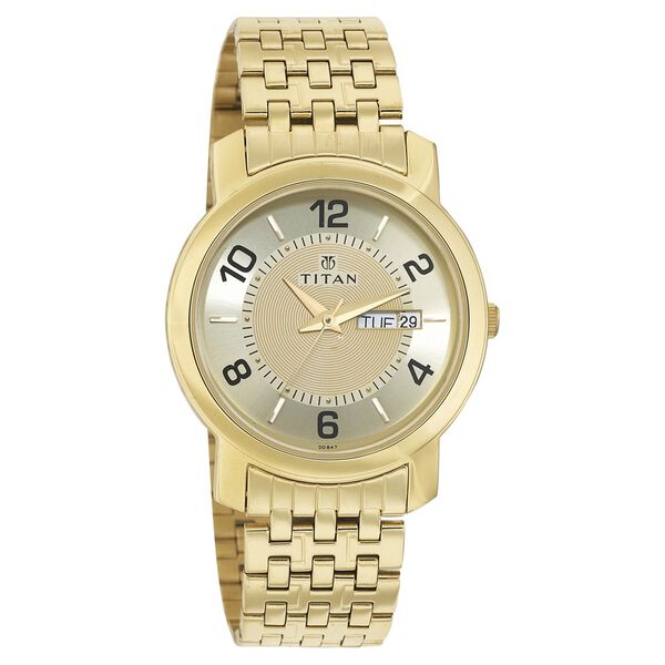 Titan Quartz Analog with Day and Date Champagne Dial Watch for Men - image number 0