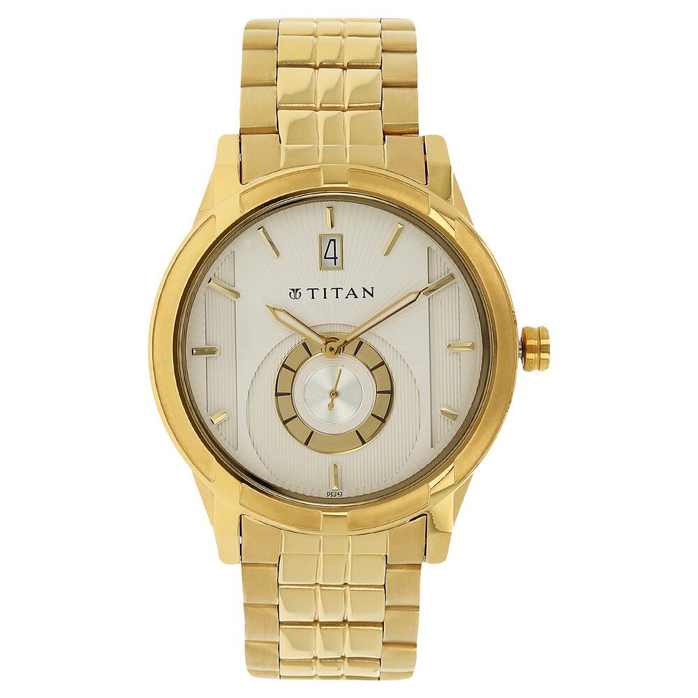 Buy Online Titan Quartz Analog with Date White Dial Stainless